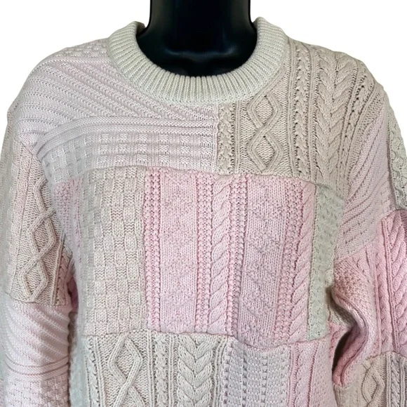 J. CREW Heritage Patchwork Cotton Cable-knit Sweater NWT - Picture 3 of 14